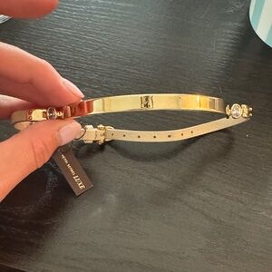 Henri Bendel Gold and Cream Chocker Necklace with Crystal Details